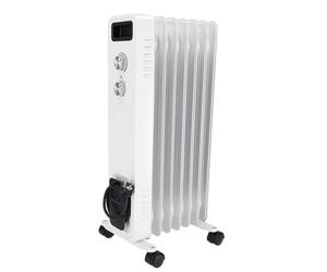 DEDRA DESCON Radiateur à bain d’huile 1500 W avec 7 éléments chauffants, chauffage d’appoint électrique mobile avec thermostat réglable, radiateur silencieux pour salon, chambre ou bureau