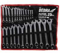 DEDRA Jeu de 25 Clés Mixtes Plates et Œil (6-32 mm) - Clés Mâles Professionnelles en Acier Chrome Vanadium (CrV) - Rangement en Trousse Roulée Robuste (Modèle 1406)