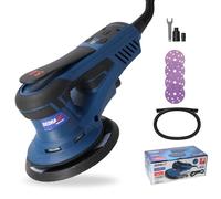 DEDRA Ponceuse excentrique 350 W, Ø 150 mm - Sans brosse, vitesse de rotation réglable 4000-10000 tr/min, aspiration de la poussière, design ergonomique avec poignée douce, kit d'accessoires inclus