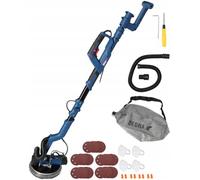 DEDRA Ponceuse girafe télescopique à plâtre 750 W avec tête 225 mm et éclairage LED, ponceuse murale et plafond pour enduits et plaques de plâtre, rénovation intérieure