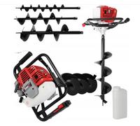 DEDRA Tarière à essence, 52 cm3, pour percer des trous pour poteaux de clôture, arbres ou arbustes, réservoir de carburant spacieux (1,25 l), construction stable, boîtier renforcé
