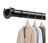 Dee.Romg Barre Penderie Extensible Tringle Penderie Tringle Dressing, Tringle Penderie Robuste à Tension Assistée Avec Supports, Noire, 85-160 cm, Diamètre 32 mm