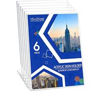 Deefongo Porte-Document A5 Incliné en Acrylique Transparent, Pack de 6. Présentoir de comptoir, publicité, cadre photo, pancartes, brochures, dépliants, menus, affichage.