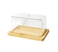 deegbbyi Beurrier avec Couvercle, 12.5 x 8.5 x 6.3cm Beurrier en Bambou, avec Couvercle Transparent, Sans BPA, Convient pour Contenir du Beurre, des Parts de Gâteau, du Fromage