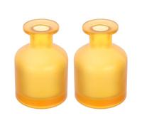 DEEPCRAFF 2 Pièces Flacon Diffuseur pour Parfum D'ambiance Polyvalent Rechargeable en Verre Cylindrique 130ml Jaune Élégant Adapté Bureau et Chambre