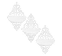 DEEPCRAFF 3 Pièces Étagère Murale Décorative Blanche 31, 5x18x11cm | Structure Ouverte Motifs Ajourés, Installation Murale Simple, pour Couloirs et Cuisines