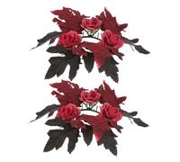 DEEPCRAFF Anneaux de Bougies en Feuille D'érable Artificielle 2pcs en Polyester et Plastique, Décoration Réaliste pour Centre de Table Automnal et Couronne de Porte Rustique