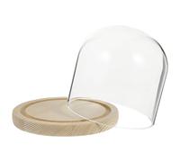 DEEPCRAFF Cloche en Verre pour Fleurs Stabilisées Dôme en Verre Transparent avec Socle en Bois, Micro-Paysage DIY, Léger et Portable, pour Décor de Paysage et Composition de Fleur en Soie,