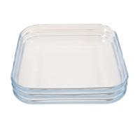 DEEPCRAFF Lot de 3 assiettes carrées en verre transparent de 18 cm (7 | Assiettes en verre trempé, assiettes à apéritif, plats à fruits, vaisselle de cuisine, petits services de table