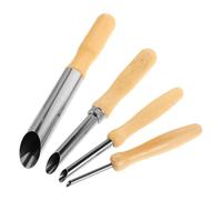DEEPCRAFF Outils de Perforation Circulaires Robustes et Efficaces Lot de 4 en Acier Inoxydable Poignée Bois pour Argile pour Poterie à Domicile Bureau