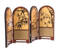 DEEPCRAFF Paravent Décoratif en Bois Style Chinois Motifs Bambou Élégants, Écran Pliable Portable pour Bureau ou Présent, Panneau Traditionnel Multifonctionnel