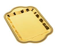 DEEPCRAFF Plateau de Desserts, Assiette Décorative de Buffet Rectangulaire en Fer, Surface Polie, Or, pour Photographie et Dîner aux Chandelles