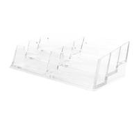 DEEPCRAFF Transparent Organiseur de Cartes de Visite à 6 Compartiments | Plastique, Design Vertical à Plusieurs Niveaux, Base Stable, pour Bureau et Salons Professionnels