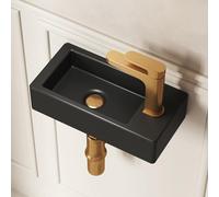 DeerValley Lavabo de salle de bain, petit bassin suspendu rectangulaire en céramique de 37 x 18 x 9 cm pour le lavage des mains, pour salle de bain, camping-car et tous les petits espaces - Trou de