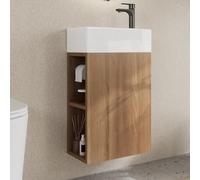 DeerValley Meuble Lave Main WC sous Vasque Suspendu - Meuble de Rangement Salle de Bain avec Lavabo, Petit Meuble Blanc pour WC