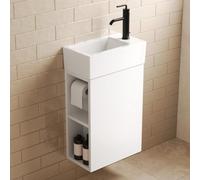 DeerValley - Meuble sous-lavabo suspendu - Avec lavabo et sous-lavabo - Ensemble de meubles de salle de bain premium - Bassin en grès réfractaire - 41,5x68x23 cm - Lavabo avec sous-lavabo pour salle