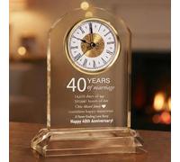 DEEWISH Horloge 40e anniversaire de mariage, meilleure idée cadeau pour couple, parents, épouse, mari, rubis, 40 ans de mariage pour lui et elle