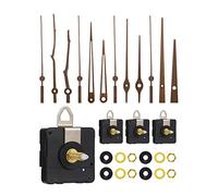 DEEWISH Lot de 4 mécanismes d'horloge et aiguilles d'horloge en bois de noyer, mouvement d'horloge à quartz à long tige, sans tic-tac, super silencieux, kit de réparation, pièce de rechange, convient