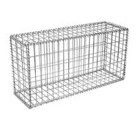 DEFACTO Gabione Panier en pierre pour gabions pour intérieur et extérieur Gris Épaisseur de fil 4 mm avec 4 supports d'entretoise de 100 x 50 x 30 cm