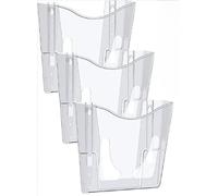 Deflecto Lot de 3 porte-documents muraux transparents A4 - Porte-documents A4 - Porte-brochures A4 - Support mural pour courrier A4 - Support mural pour affiche A4 - Porte-menu A4