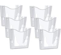 Deflecto Lot de 6 Corbeilles Murales Transparentes A4 - Porte-Documents Mural Rigide - Support Présentoir A4 Vertical & Horizontal - Organiseur de Bureau Gain de Place avec Kit de Fixation
