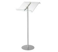 Deflecto Pupitre de Présentation sur Pied A4 Professionnel 79066 - Support de Lecture et d’Organisation pour Catalogues, Menus & Documents - Pied en Aluminium Argenté avec Panneau Transparent