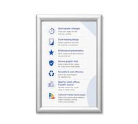 Deflecto Snap Frame, cadre à clipser pour DIN A0, dimensions 87,1 x 121,8 x 1,2 cm, cadre d'affichage pour posters, cartes et publicité, en format portrait ou paysage