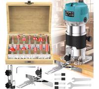 Défonceuse à bois - Défonceuse de chants/tondeuse - 800 W - 30 000 tr/min - Pince de serrage de 6,35 mm - Avec coffret en bois - Orange