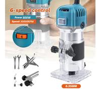 Défonceuse Affleureuse Électrique six vitesses - Affleureuse à Bois 800W 30000RPM - mandrin 6,35 mm - Défonceuse -Base transparente