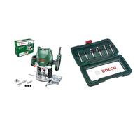Défonceuse Bosch - POF 1200 AE (Livré avec: Adaptateur d’aspiration ourche,Fraise à rainurer droit Ø 8 mm, 3 pinces de serrage) & Bosch 2607019463 Coffret de 6 fraises Queue 8mm