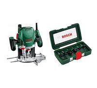 Défonceuse Bosch - POF 1400 ACE (Livrée avec set d'accessoires, régulation électronique constante, réglage de la profondeur de fraisage et éclairage) & Bosch 2607019463 Coffret de 6 fraises Queue 8mm
