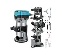 VEVOR Défonceuse Électrique 710 W Affleureuse à Bois avec 4 Bases Fixe+Inclinable+Plongeante+Décalée, Outil Routeur Flexible avec Mèches 6 mm+8 mm 3 Pinces pour Rainurage Formage Sculpture du Bois