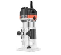 Défonceuse électrique 800W 6,35mm 30000tr/min, noire avec boîte outil pro | Moteur cuivre, corps aluminium, base transparente, guide dressage, profondeur 2cm, léger 3.15lbs, boîte rangement