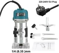 Défonceuse électrique - Défonceuse à bois - Puissance 800 W - Vitesse de rotation 30 000 tr/min - Pince de serrage 6,35 mm - Alimentation secteur - Prise UE