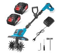 Défonceuse électrique sans fil, 360 tr/min, 21 V, avec 2 batteries de 4,0 Ah, profondeur de travail de 17 cm et largeur de travail de 23 cm, poignée réglable pour pelouse, jardin et travail du sol