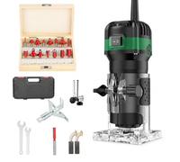 Défonceuse en bois, taille-palm électrique pour rainurage | Moteur en cuivre 800 W, contrôle à 6 vitesses, mandrin 6,35 mm, boîtier en nylon, échelle de profondeur