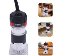 Défonceuse - Fraiseuse à chantourner - 800 W - 30 000 tr/min - Pince de serrage 6,35 mm - Base transparente - Avec coffret - 220 V CA - Noir