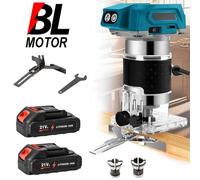 Défonceuse sans fil - Défonceuse portative sans balais - Batterie 18 V - Travail du bois - Défonceuse de chants - Avec 2 batteries
