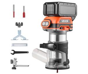 Défonceuse sans fil VEVOR, moteur sans balais, défonceuse compacte à vitesse variable et socle fixe, pince de serrage de 6,35 mm, défonceuse à une main pour le travail du bois, 18 V, Li-Ion (livrée sa