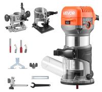 Défonceuse VEVOR, 710 W, défonceuse à vitesse variable avec démarrage progressif, défonceuse d'arêtes avec socle fixe, plongeant et inclinable, guide parallèle, travail du bois, découpe, projets de br