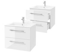 .Deftrans Domodomo - Armoire de Salle de Bain avec lavabo - 60 x 50 x 45,6 cm - Blanc - Meuble Bas - Meuble Suspendu pour Salle de Bain - Ensemble lavabo en céramique