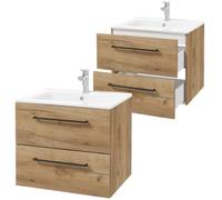 Deftrans Domodomo - Armoire de Salle de Bain Avec Lavabo - 60 x 50 x 46,5 cm - Meuble Bas en Chêne Suspendu - Ensemble de Céramique