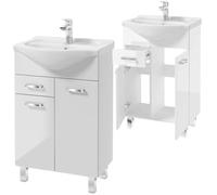 .Deftrans Domodomo - Armoire de Salle de Bain avec lavabo - 80 x 55 x 30 cm - Blanc - en céramique - Meuble sur Pied avec tiroir