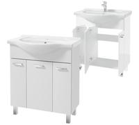 .Deftrans Domodomo - Armoire de Salle de Bain avec lavabo - 82 x 75 x 33 cm - Blanc - en céramique - Meuble sur Pied pour Salle de Bain