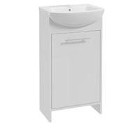 .Deftrans Domodomo - Armoire de Salle de Bain avec lavabo - 84 x 46,5 x 24,5 cm - Blanc - Meuble sur Pied pour Petite Salle de Bain - Lavabo Blanc avec Meuble Bas