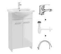 .Deftrans Domodomo - Armoire de Salle de Bain avec lavabo - 85 x 45 x 26 cm - Blanc - en céramique - Meuble sur Pied pour Petite Salle de Bain