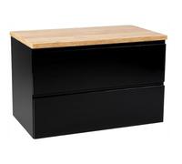 .Deftrans Domodomo - Armoire de Salle de Bain avec Plateau et Support en Chêne - 80 x 50 x 45,8 cm - Noir - Murale pour Lavabo