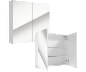 .Deftrans Domodomo - Armoire de Salle de Bain Murale Blanche avec Miroir - Armoire à Miroir - Armoire de Salle de Bain étroite montée au Mur - 3 étagères - Meuble de Salle de Bain (65 x 60 cm)
