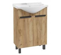 Deftrans Lavabo avec Armoire Basse 60 x 85 x 43,5 cm - Ensemble de Meubles de Salle de Bain en Bois pour invités