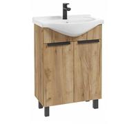 .Deftrans Lavabo avec Meuble Bas - 60 x 85 x 43,5 cm - Meuble de Salle de Bain avec Meuble Bas - WC d'invités - 60 cm - Bois